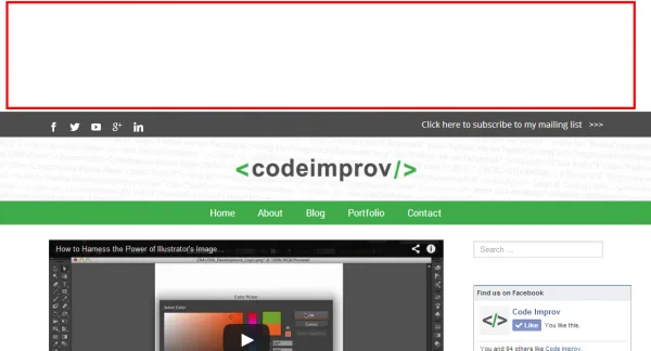 My site with Hello Bar installed.